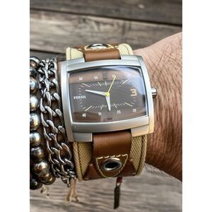 Fossil JR9776 Men’s Brown Leather Y2K Era Watch New Battery